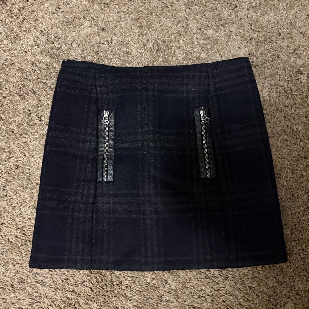 Maje Wool Blend Plaid Mini Skirt